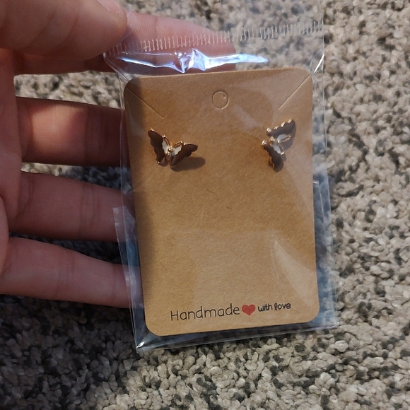 Brown Butterfly Stud Earrings - Picture 1 of 3